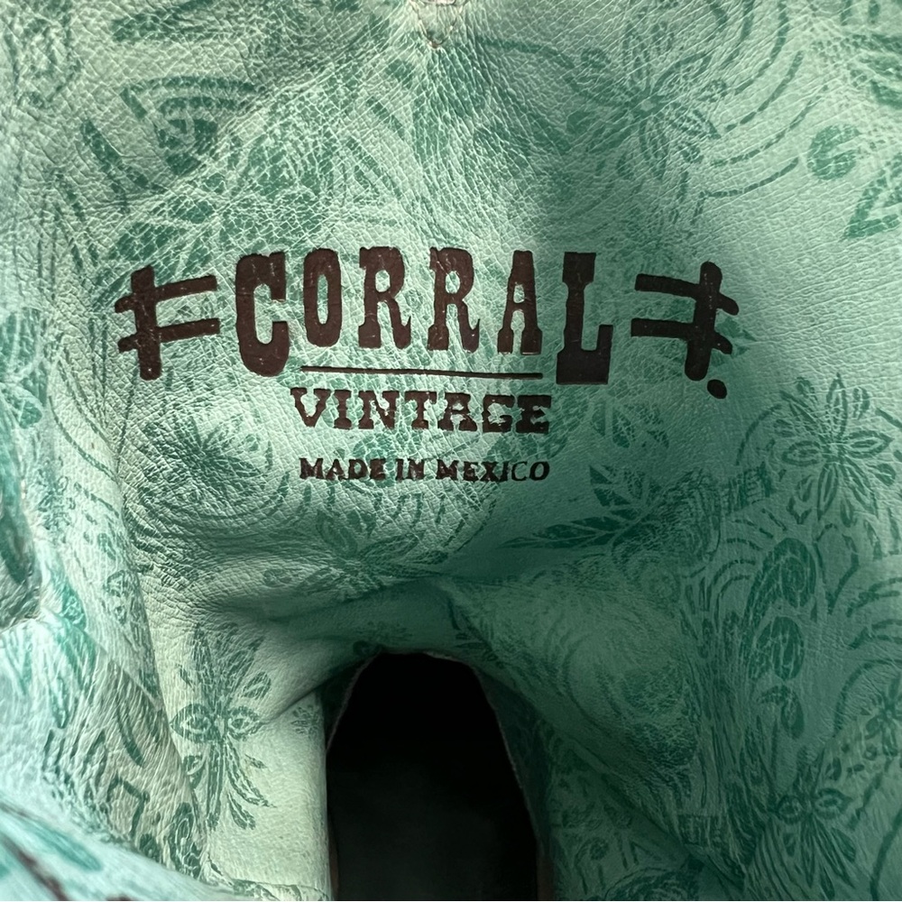 Corral Women’s Leather Two Tone Inlay Brown Square Toe Cowboy Boots Size 9.5 - Picture 9 of 9